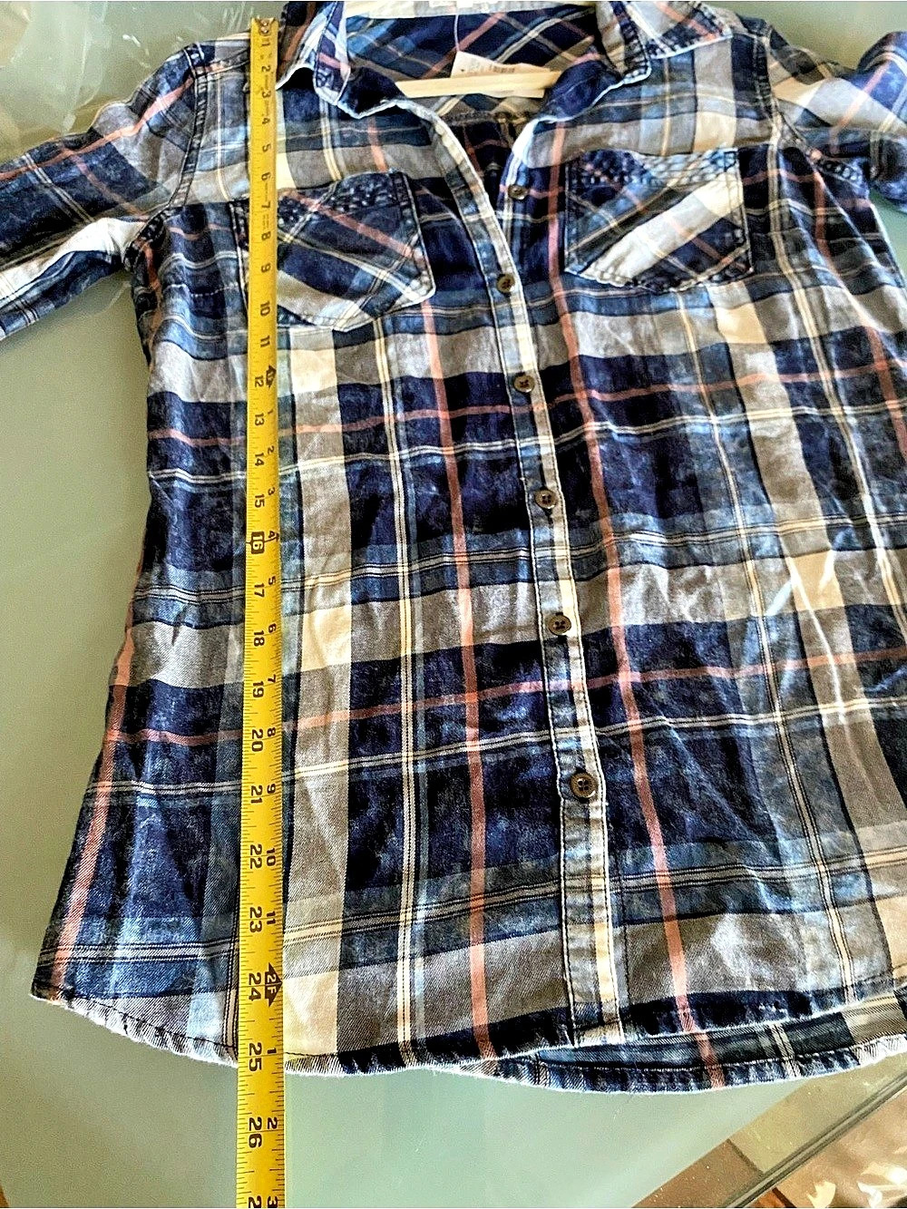 Maurices Plaid Button Down Blue & White XS NWT - Picture 5 of 7